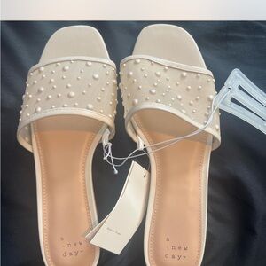 A New Day Cream Pearl Embellished Sandals